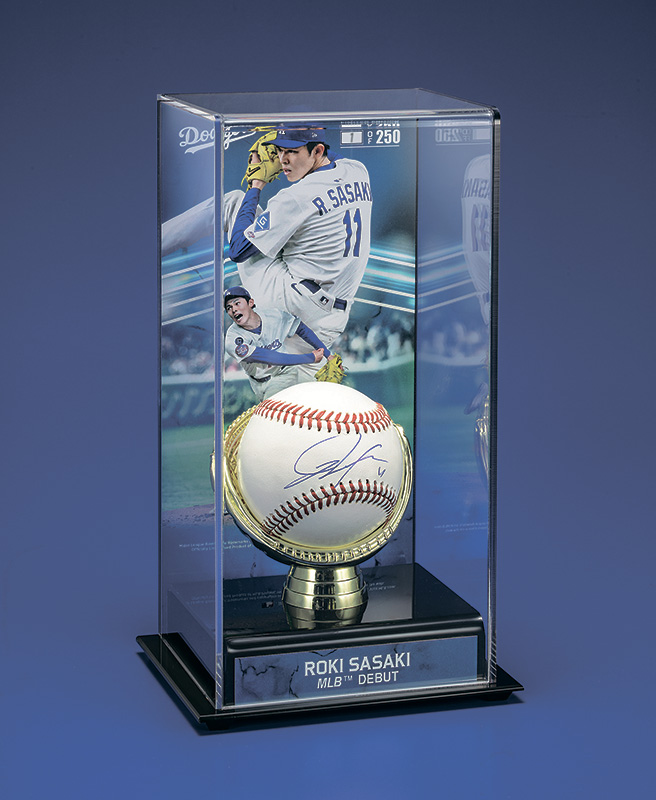 佐々木朗希 2025MLBデビュー記念】直筆サインボール・特製展示ケースセット