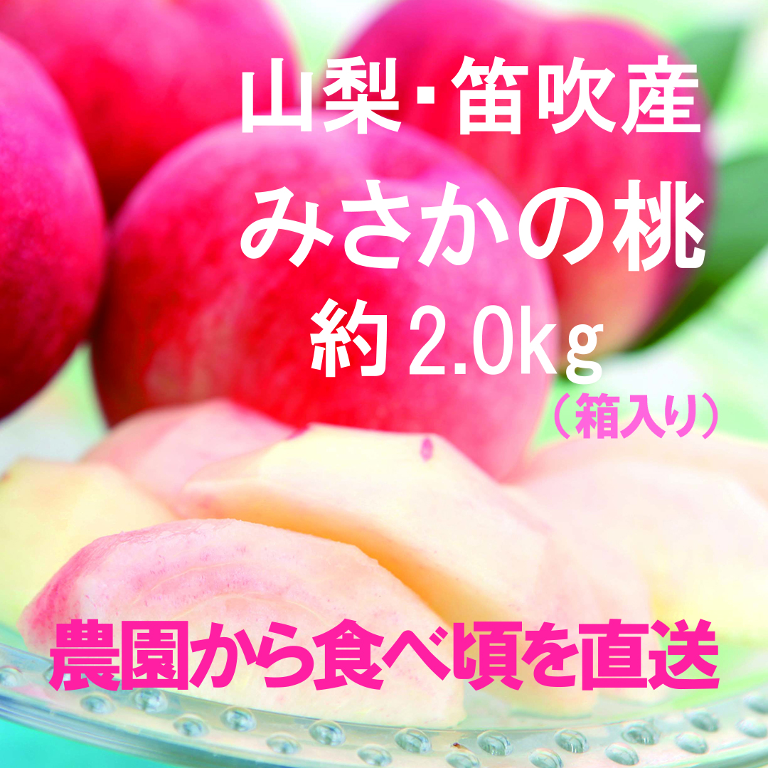 山梨・笛吹産 みさかの桃 2.0kg（箱入り）